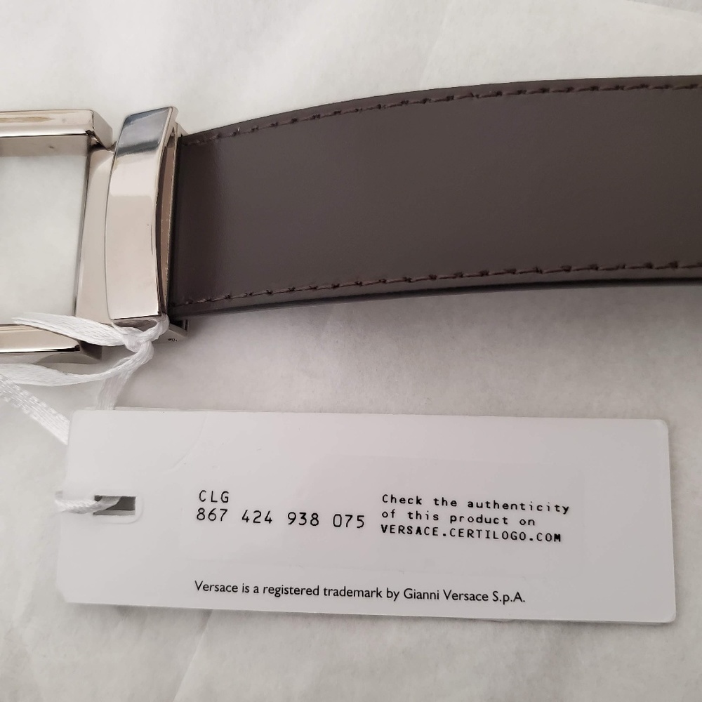 NEW Versace Collection Logo Leather belt Brown - Picture 8 of 8